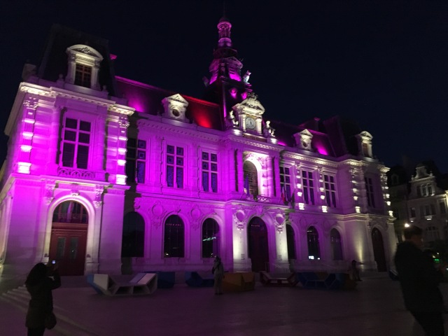 Hotel de ville at night in Poitiers, France